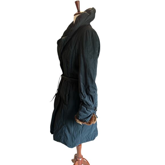 Violanti Black Puffer Coat | Faux Fur Trim | Belted |Size IT 42 | US M - Picture 5 of 13